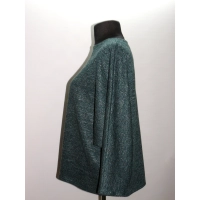 Błyszczący zielony sweter w stylu OVERSIZE ze srebrną niteczką